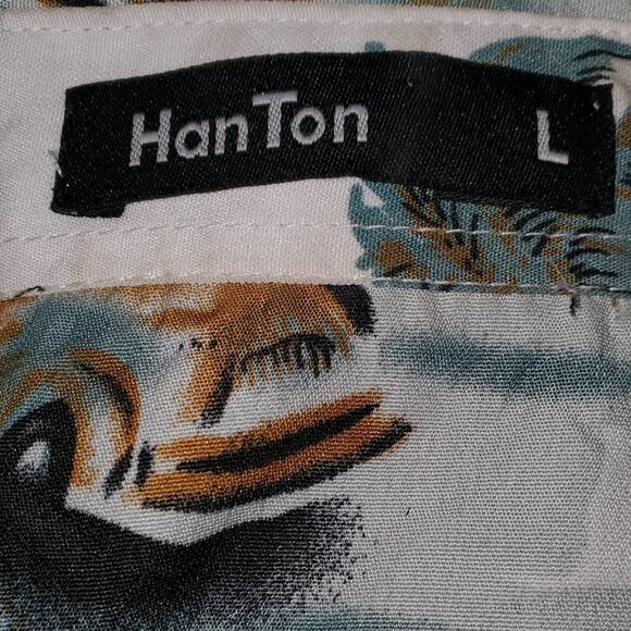 HAN Ton Hawaiian Short Sleeve Button Down Shirt Size Large - Picture 3 of 6
